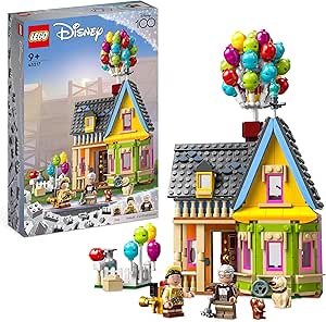 LEGO 43217 Disney et Pixar La Maison de « Là-Haut », Jouet avec Ballons, Figurines Carl, Russell et Doug, Maquette Collection, 100ème Anniversaire Disney, Idée Cadeau de Noël