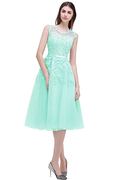 Babyonlinedress Babyonline Women's Sleeveless Tulle Appliques Short Evening Cocktail Gowns