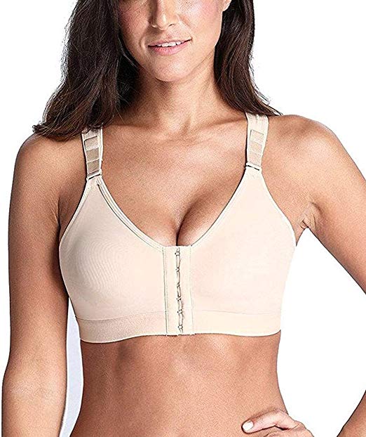 YIANNA Women's Post-Surgical Front Closure Sports Bra Adjustable Wide Strap Racerback Support Bra