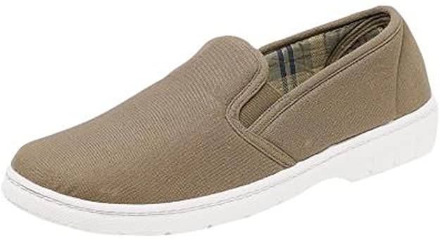 Scimitar Mens Canvas Comfort Padded Slip ON Boat Deck Shoes Size 7-12 Taupe
