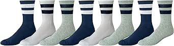 Amazon Essentials Men's Retro Stripe Crew Sock, 8 Pairs