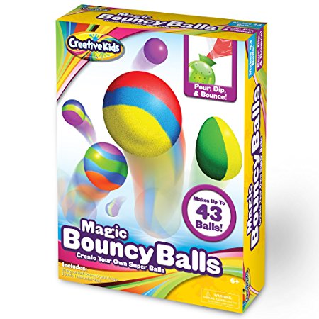 Creative Kids DIY Magic Bouncy Balls – Create Your Own Power Balls Craft Kit for Kids – Includes 20 Bags of Multicolored Crystal Powder & 5 Molds – Makes Up To 43 Balls