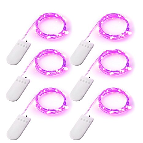 6PCS Fairy Lights Pink Purple LED String Lights Battery Powered 7.2FT 20 Micro Leds Starry String Lights Firefly Lights For Halloween Costumes Crafting Holiday Wedding Decoration