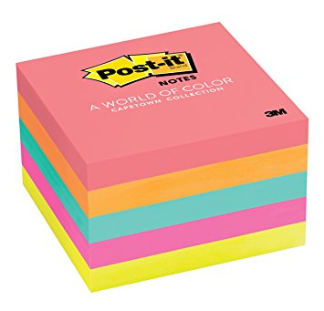 Post-It Notes - 3 inch x 3 inch, Pack of 5 Pads, Neon Multi Color