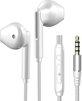 Earphones, In-Ear Headphones for iPhone, Wired Headphones with Microphone and Volume Control, Bass Sound Compatible with Most 3.5mm Devices Support All iOS