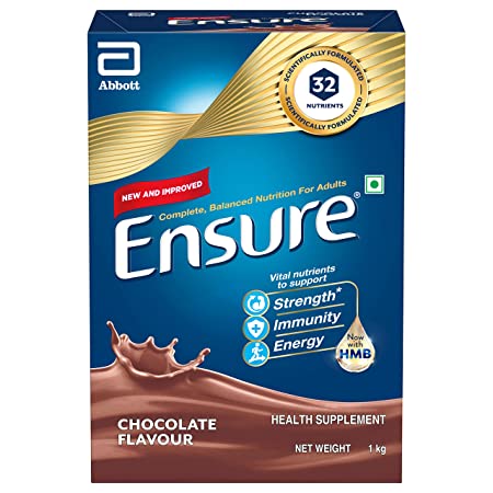 Ensure- Complete Nutrition for Adults with High Protein and 32 immunity nutrients- 1 Kg (Chocolate Flavour)