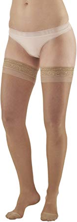 Ames Walker AW Style 4 Sheer Support 15 20mmHg CT Thigh Highs w/Band Beige XXL