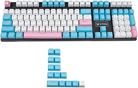 YMDK Double Shot 108 Dyed PBT Shine Through OEM Profile Keycap Rainbow Carbon Sunset Backlit Keycaps for MX Switches Mechanical Keyboard（Only Keycap） (Milk Cover 122)