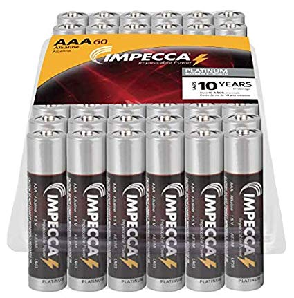 IMPECCA AAA Batteries, All Purpose Alkaline Batteries 60 Pack High Performance AAA Battery Long Lasting Shelf Life and Leak Resistant, LR3, Platinum Series