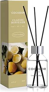 COCODOR Classic Reed Diffuser/Lemon Eucalyptus/3.4oz(100ml)/1 Pack/Fragrance Scent Essential Oil Stick Diffuser Set for Bedroom Bathroom Home Décor