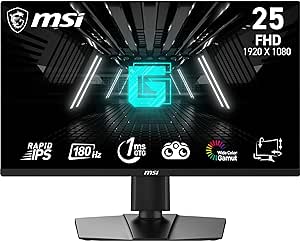 MSI FHD Rapid IPS Gaming Free Sync 1ms 1920 x 1080 180Hz Refresh Rate 25" Gaming Monitor (Optix G255PF E2)