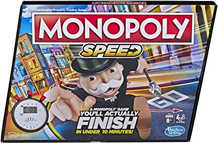 Monopoly Speed Board Game, Play in Under 10 Minutes, Fast-Playing Board Game for Ages 8 and Up, Game for 2-4 Players