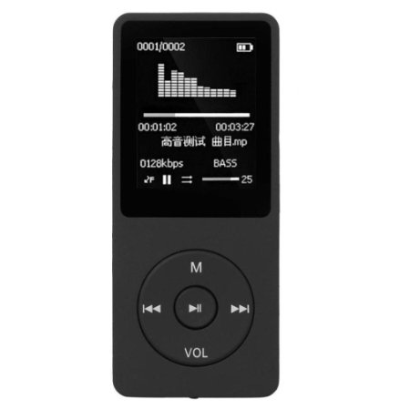 Efitty 1.8" TFT 16G MP3 HiFi Lossless Sound Music Player FM Recorder TF Card Black.
