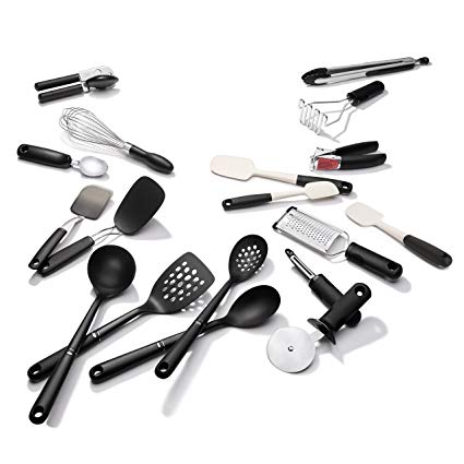 OXO 11259200FG Good Grips Utensil Set, 18-Piece, Black/Silver