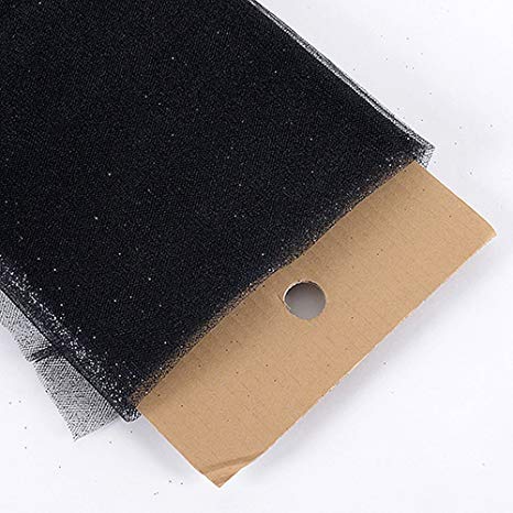 54" Inch X 10 Yards Premium Glitter Tulle Fabric Bolt (Black)