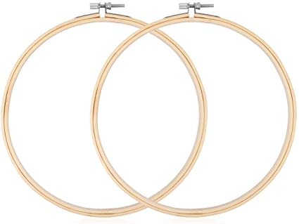 2 Pack Embroidery Hoops, KISSBUTY 7.9 inch/ 20cm Bamboo Embroidery Hoop Round Bamboo Circle Cross Stitch Hoop Ring for Art Craft Handy Sewing (2)