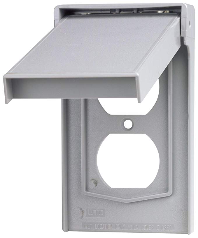 Leviton 4978-GY 1-Gang Duplex Device Wallplate Cover, Weather-Resistant, Thermoplastic, Device Mount, Vertical, Gray