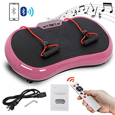 SUPER DEAL Pro Vibration Plate - Whole Body Workout Fitness Platform with  Bluetooth Remote, 99 Levels and Loop Bands