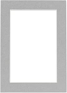 10x12 Mat Bevel Cut for 8x10 Photos - Acid Free Mid Grey Precut Matboard With Backing Board and Crystal Clear, Self Seal Photo Mat Bag - For Pictures, Photos, Framing - 4-ply Thickness