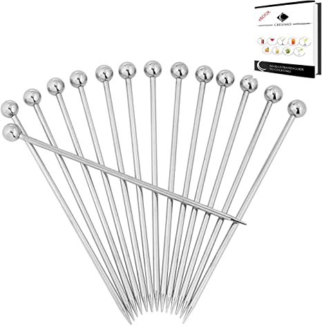 4.3 Inch Stainless Steel Cocktail Picks (Set of 14) by Cresimo