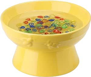 Navaris Bee Watering Station - Ceramic Bowl for Feeding and Watering Bees, Butterflies, Small Insects - Decorative Water Station for Gardens and Yards - Yellow