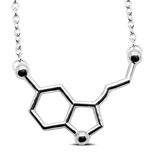 Serotonin Molecule Necklace in Silver Tone Alloy by Silver Phantom Jewelry