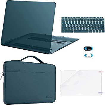 MOSISO Compatible with MacBook Air 13 inch Case 2020 2019 2018 Release A2337 M1 A2179 A1932 Retina Display Touch ID, Plastic Hard Shell&Bag&Keyboard Cover&Webcam Cover&Screen Protector, Deep Teal