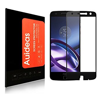 Moto Z Force Droid Screen Protector, Auideas Tempered Glass Full coverage [Case Friendly][3D Curved Protection]HD Clear Tempered Glass Screen protector For Motorola Moto Z Force Droid black