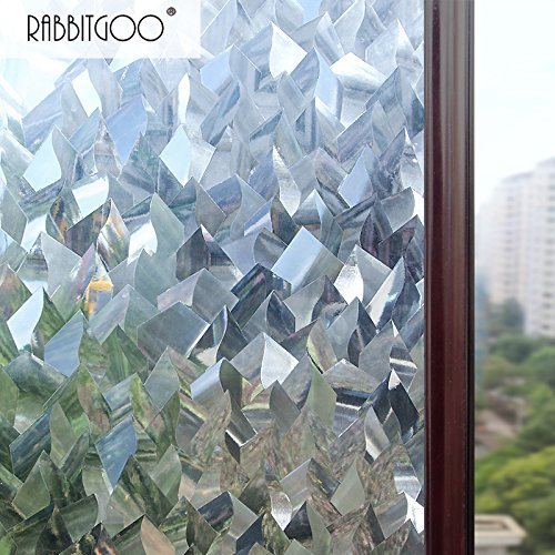 Rabbitgoo® 3D Crystal Icicles Effect No Glue Static Cling Privacy Glass Window Films 2.95ft By 6.5ft (35.4In. by 78.7In.)