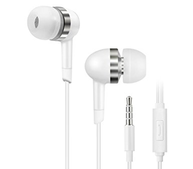 Noise Cancellation Wired Earbud Headphones Microphone for all 3.5mm Audio Jack Devices (white)