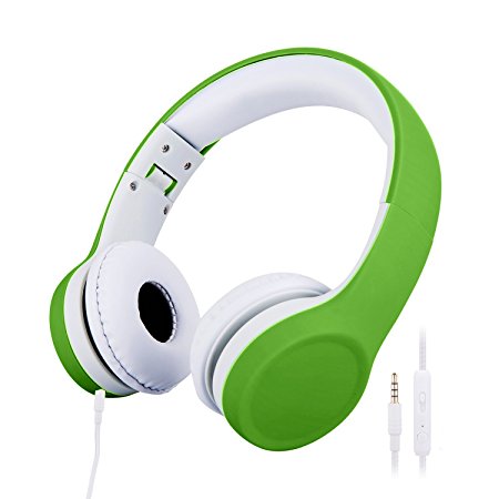 misognare Over-ear Kids Headphones Foldable Wired Headsets for Children (Green)