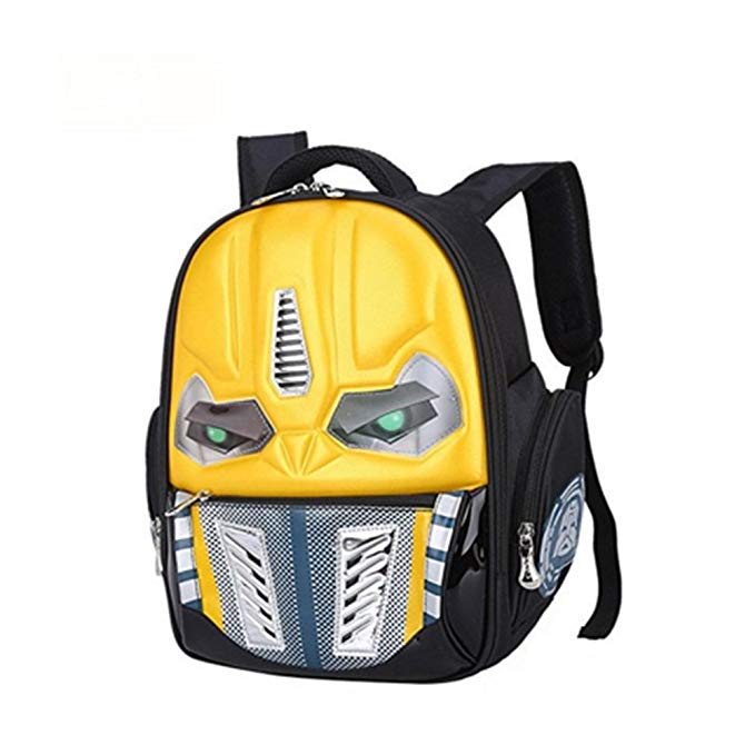 HEYFAIR Boy's Cool Cartoon Transformers Shape School Backpack Rucksack (Yellow)