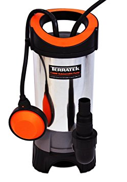 Terratek 1100W TWP1100T Submersible Water Pump, Submersible Dirty Water Pump, Pool Pump, Cellar, Flood And Pond Pump