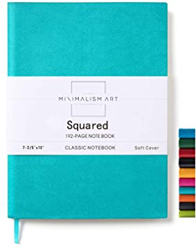 Minimalism Art, Soft Cover Notebook Journal, Composition B5 Size 7.6 X 10 inches, Blue, Squared Grid Page, 192 Pages, Fine PU Leather, Premium Thick Paper - 100gsm, Designed in San Francisco