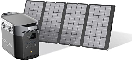 EF ECOFLOW Delta Max (2000) Solar Generator 2016Wh with 160W Solar Panel, 6 X 2400W (5000W Surge) AC Outlets, Portable Power Station for Home Backup Outdoors Camping RV Emergency