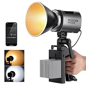 NEEWER 65W LED Video Light Handheld Spotlight with 2.4G/APP Control, COB Daylight Outdoor Photography Continuous Light 2700K-6500K, 40000lux@1m, CRI 97 /TLCI 98 , PWM Dimming, Bowens Mount, MS60B