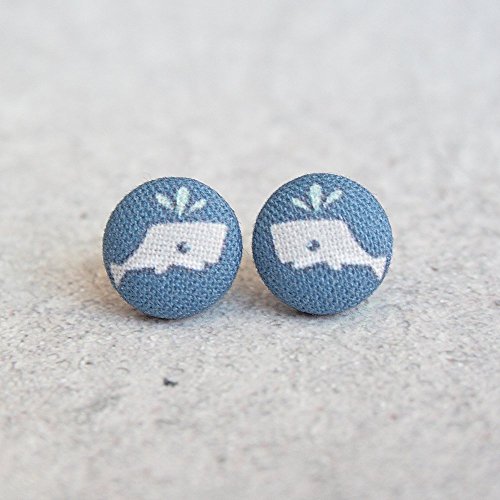 Little Whale Fabric Button Earrings
