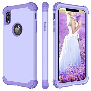 iPhone XR Cases, iPhone XR Phone Case, BENTOBEN Heavy Duty Rugged 3 in 1 Hybrid Hard PC Cover Soft Silicone Bumper Impact Resistant Shockproof Protective Case for Apple iPhone XR 6.1", Purple/Lavender