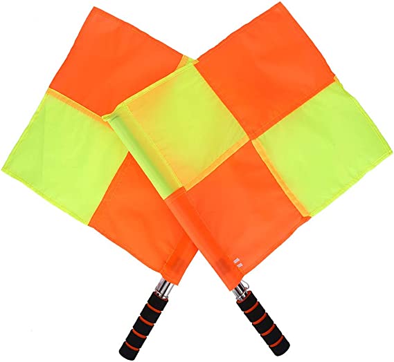 Referee flag, 2 Pcs Stainless Steel Rod Sponge Handle Linesman flags with Bag for Sports Match Soccer Outdoor Competition