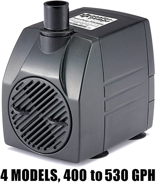 PonicsPump PP53006: 530 GPH Submersible Pump with 6' Cord - 45W… for Hydroponics, Aquaponics, Fountains, Ponds, Statuary, Aquariums & more. Comes with 1 year limited warranty.