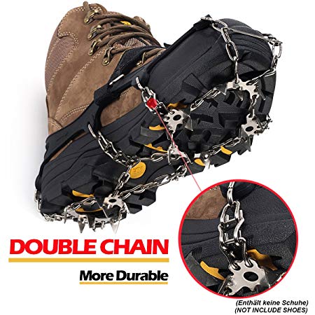 EnergeticSky Strap Type Crampons-Multi-function Anti-Slip Ice Cleat Crampons with Stainless Steel Chain for Ice Spikes Hiking Camping Moutaineering