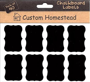 Fancy Rectangle Mini Chalkboard Labels Set of 40 - Reusable Blackboard Stickers for the Kitchen Pantry Wine Glasses Mason Jars and More