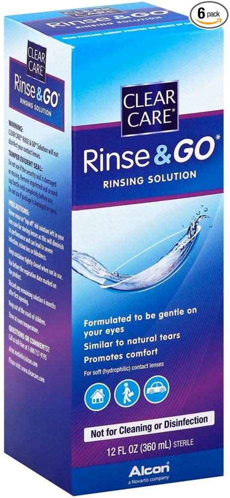 Clear Care Rinse & Go Rinsing Solution - 12 oz, Pack of 6