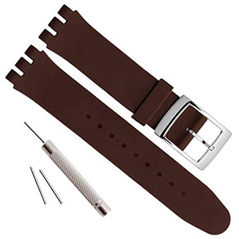 Silver Plated Stainless Steel Buckle Waterproof Silicone Rubber Watch Strap Watch Band