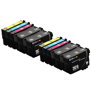 E-Z Ink TM Remanufactured Ink Cartridge Replacement for Epson 252XL High Capacity 4 Black 2 Cyan 2 Magenta 2 Yellow 10 Pack