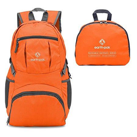 Earth Pak Backpack -Lightweight, Foldable, Durable Backpack for Hiking, Travel, Camping, Climbing, School - Day Pack & Carry On Backpack For Women, Men, Teens