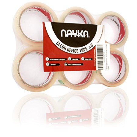 Nayka All-Purpose Adhesive Tape 25mm x 66m (6 Rolls) – Home, Office, Storage or Light Packing – Great for Letters, Holiday Gift Wrapping, Parcels and Small Boxes – Transparent