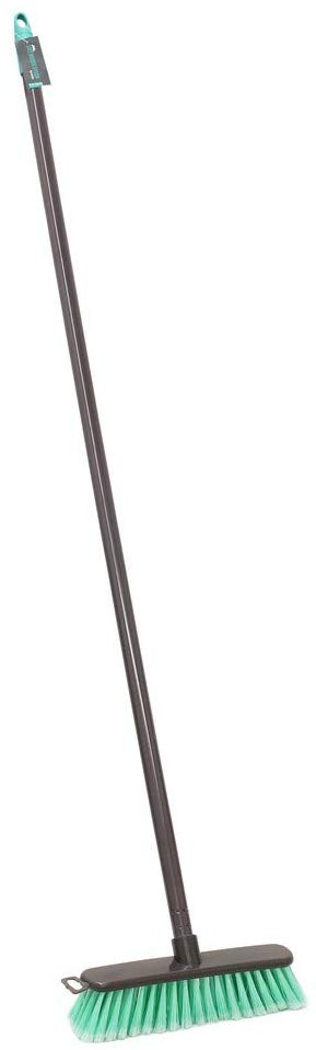 JVL Lightweight Indoor Angled Soft Bristle Sweeping Brush Broom, Turquoise/Grey