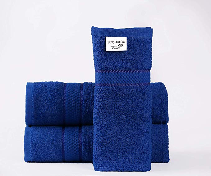 UAREHOME Set of 3 Pure Cotton Towels Hand Bath Bath Sheet 11 Colours Hotel Quality (Face Cloths, Blue)