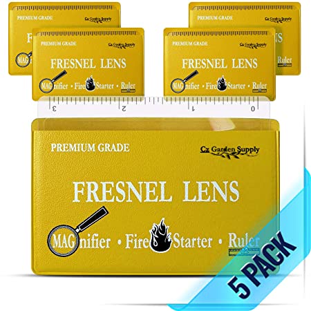 PREMIUM GRADE Fresnel Lens Pocket Wallet Credit Card Size - Magnifier - Solar Fire Starter - Ruler - UNBREAKABLE Plastic for Home Office Classroom & Outdoor EDC Survival Kit Bushcraft